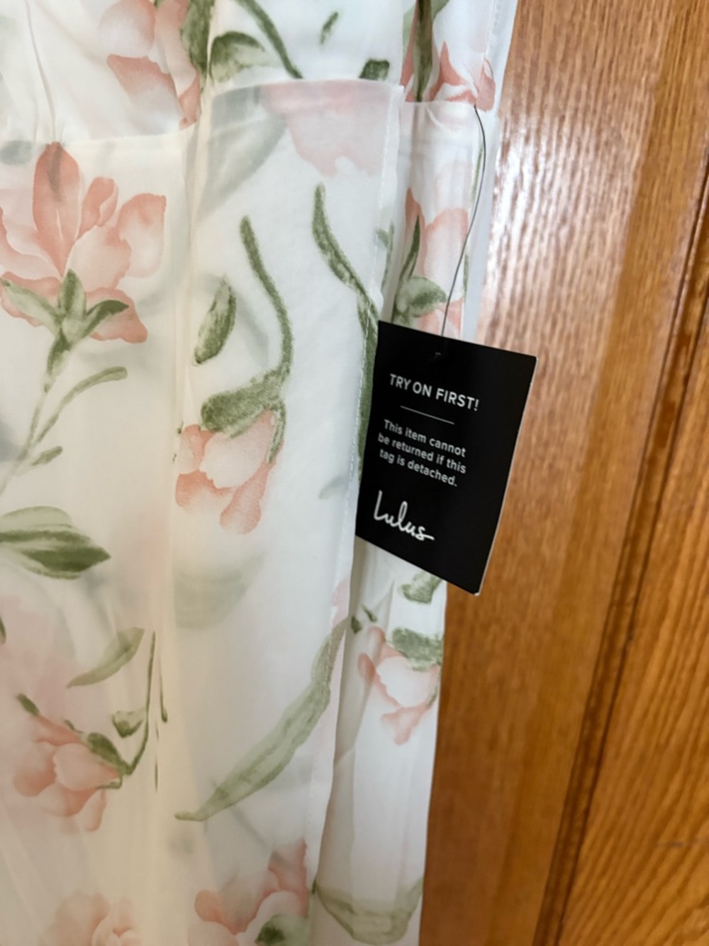 Lulu's Cream Maxi Dress with Pink Floral Print - Picture 3 of 4